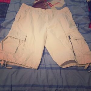 White Urban Pipeline Cargo Shorts
